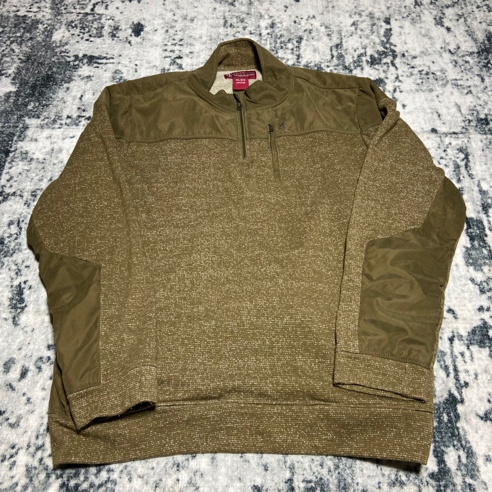 Browning‎ Heritage Collection Mens 2XL Quarter Zip Fleece Pullover Brown